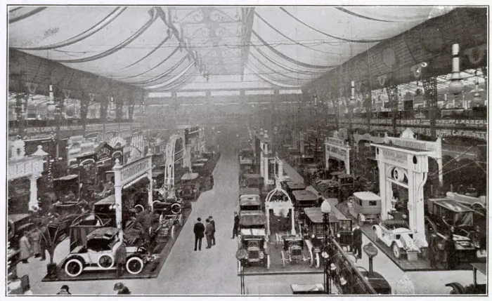 Framed Print : General view of the motor show at Olympia. Date: 1910