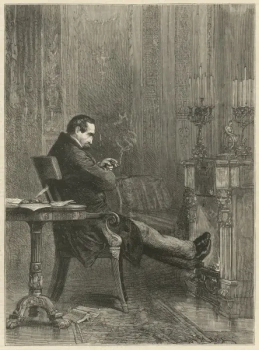 Framed Print : Gentleman smoking a cigarette while deep in contemplation Framed Print : Gentleman smoking a cigarette while deep in contemplation
