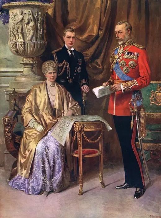 Framed Print : George V, Queen Mary & Prince of Wales by Matania Framed Print : George V, Queen Mary & Prince of Wales by Matania