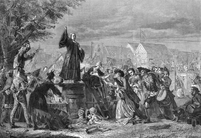 Framed Print : George Whitefield preaching at Moorfields Fair, 1742 Framed Print : George Whitefield preaching at Moorfields Fair, 1742