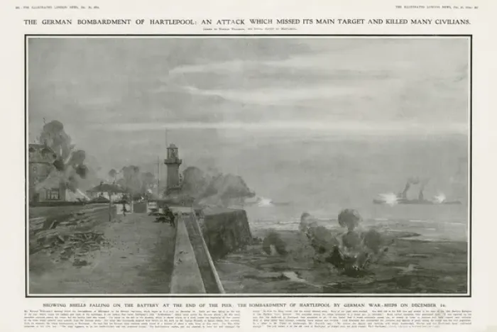 Framed Print : German bombardment of Hartlepool during World War I Framed Print : German bombardment of Hartlepool during World War I