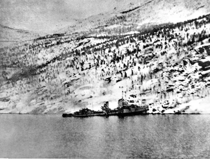 Framed Print : German Destroyer Aground at Narvik; Second World War, 1940 Framed Print : German Destroyer Aground at Narvik; Second World War, 1940