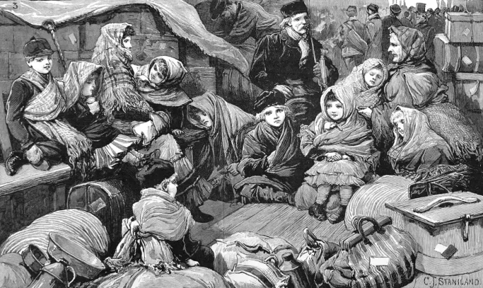 Framed Print : German Emigrants at Liverpool Railway Station, 1884 Framed Print : German Emigrants at Liverpool Railway Station, 1884
