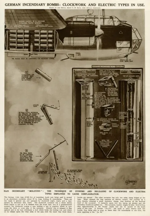 Framed Print : German incendiary bombs by G. H. Davis Framed Print : German incendiary bombs by G. H. Davis
