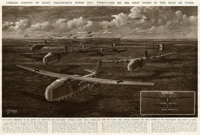 Framed Print : German losses in Gulf of Tunis by G. H. Davis