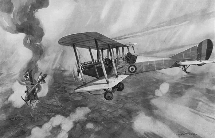 Framed Print : German plane attacked by British anti-aircraft gun, WW1 Framed Print : German plane attacked by British anti-aircraft gun, WW1