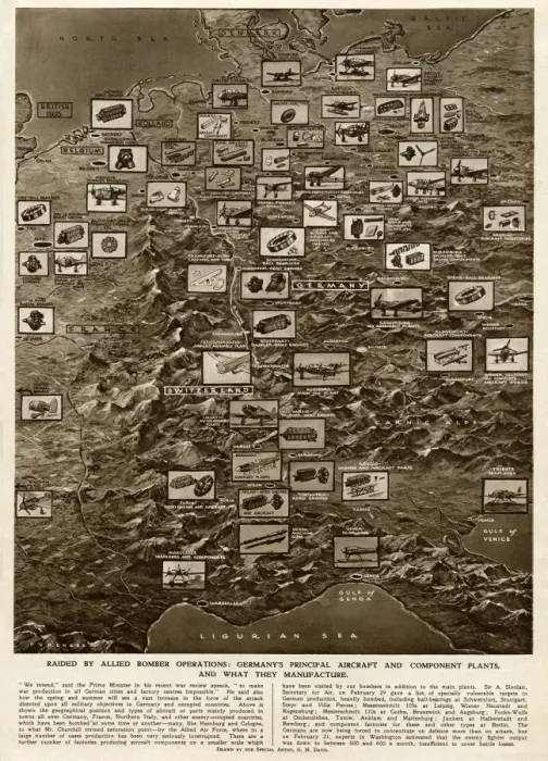 Framed Print : German plants raided by Allied bombing, by G. H. Davis Framed Print : German plants raided by Allied bombing, by G. H. Davis
