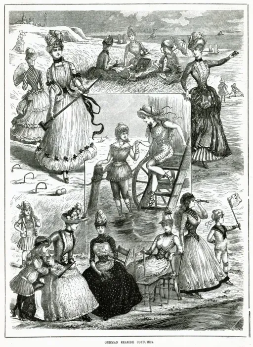 Framed Print : German seaside costumes 1885