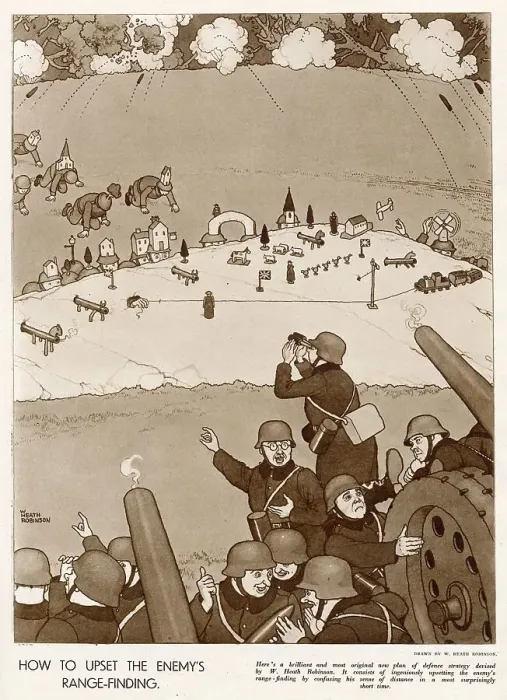 Framed Print : German soldiers spotting buildings far in the distance, not realising that it's a setup consisting of a miniature country town coursing the perspective to be all wrong. Date: 1941 Framed Print : German soldiers spotting buildings far in the distance, not realising that it's a setup consisting of a miniature country town coursing the perspective to be all wrong. Date: 1941