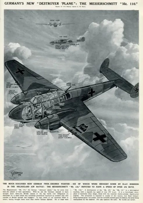 Framed Print : Germanys Messerschmitt ME110 by G. H. Davis Framed Print : Germanys Messerschmitt ME110 by G. H. Davis