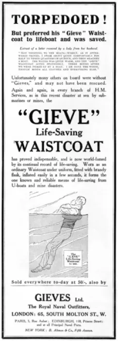 Framed Print : Gieve life saving waistcoat for torpedoed shipwreck victims Framed Print : Gieve life saving waistcoat for torpedoed shipwreck victims