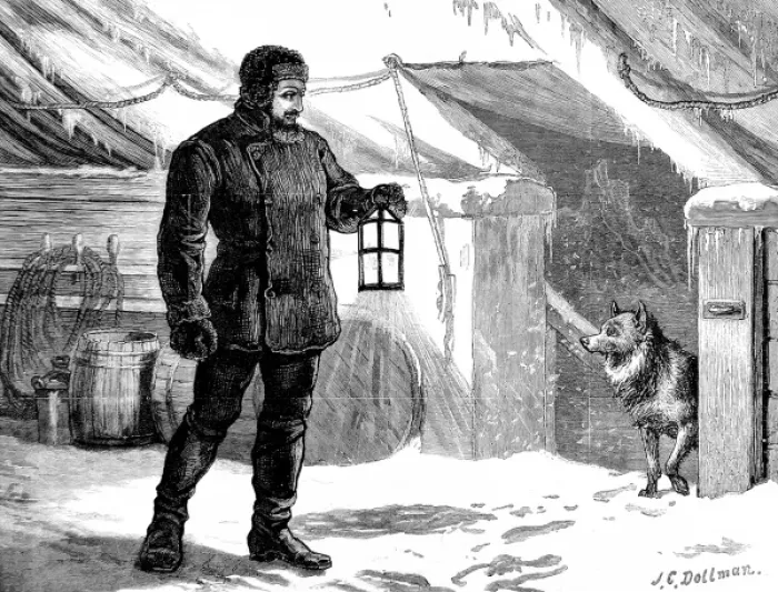 Framed Print : Ginger the dog attempting to board the ship, British Arctic Framed Print : Ginger the dog attempting to board the ship, British Arctic