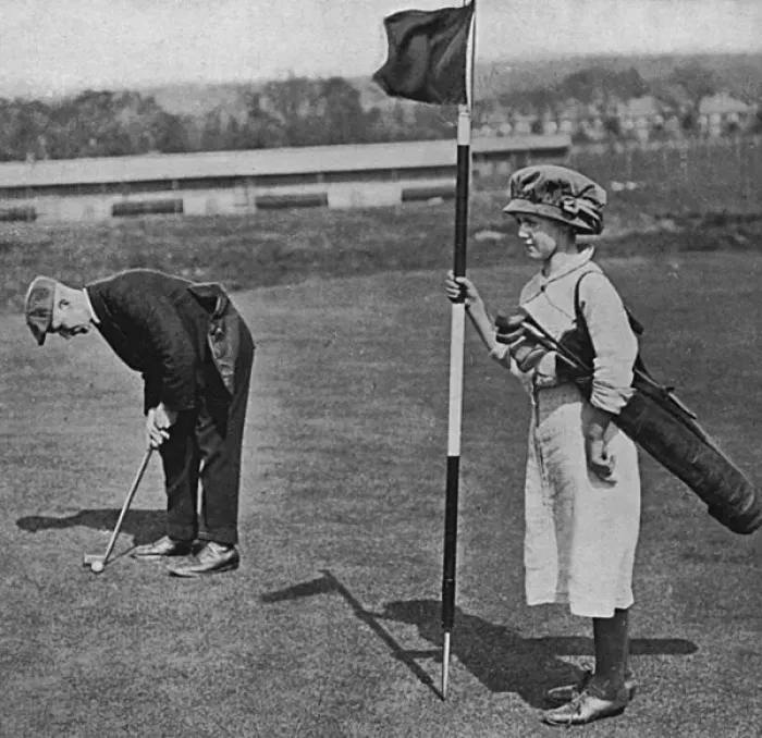 Framed Print : Girl golf caddy, WW1