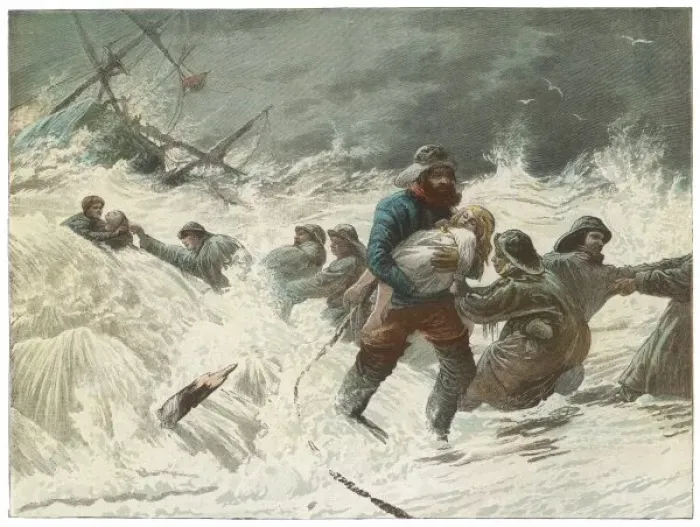 Framed Print : Girl Rescued from Ship Framed Print : Girl Rescued from Ship