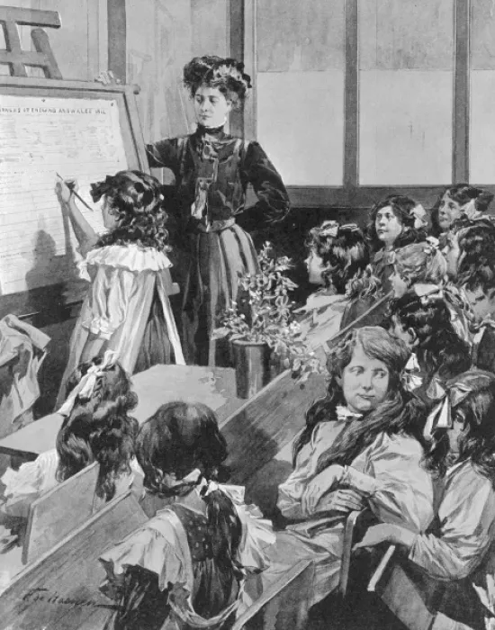 Framed Print : Girls in Class / Iln 1911 Framed Print : Girls in Class / Iln 1911