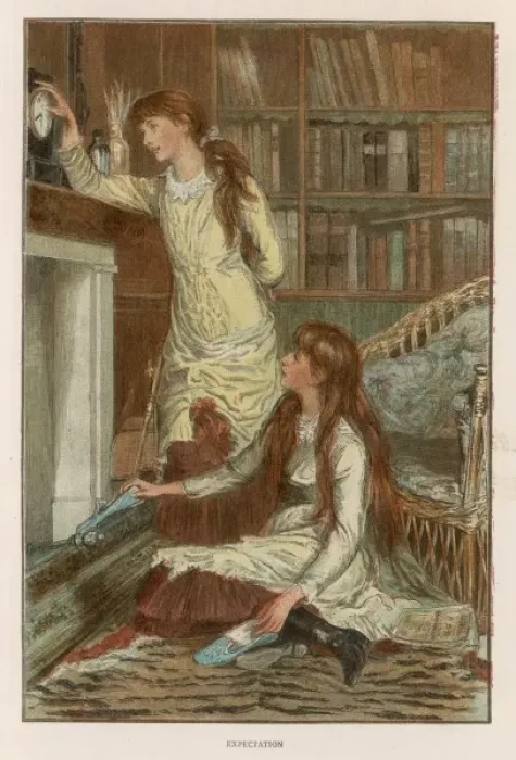 Framed Print : Girls at Fireside 1883