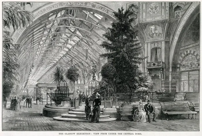 Framed Print : The Glasgow Exhibition, view from under the central dome. Date: 1888