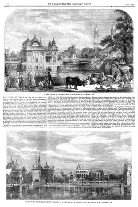 Framed Print : The Golden Temple, Amritsar, ILN 1858
