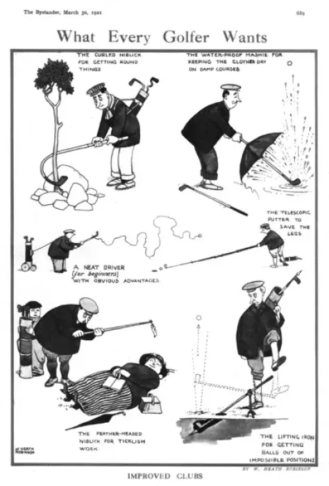 Framed Print : What every golfer wants by William Heath Robinson Framed Print : What every golfer wants by William Heath Robinson