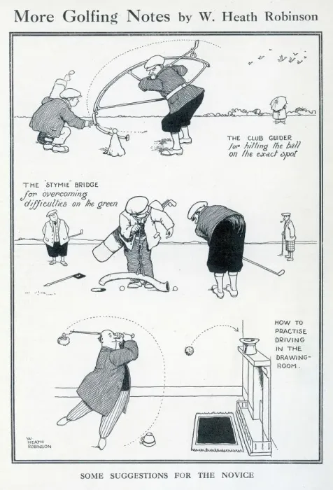 Framed Print : More Golfing Notes by William Heath Robinson Framed Print : More Golfing Notes by William Heath Robinson