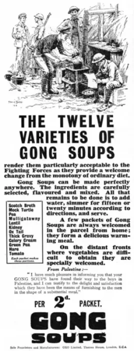 Framed Print : Gong Soups advertisement, WW1 Framed Print : Gong Soups advertisement, WW1