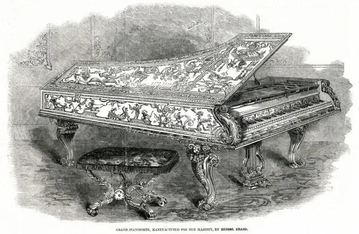 Framed Print : Grand Pianoforte, manufactured for Queen Victoria 1856