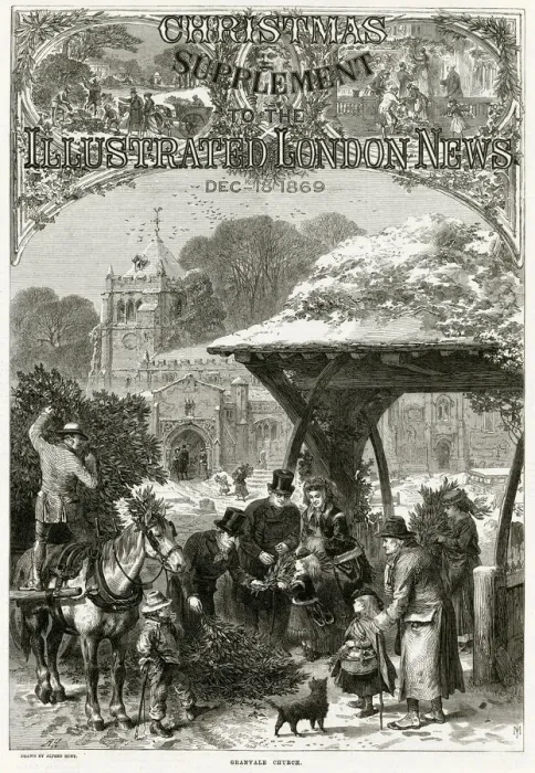 Framed Print : Granvale Church - collecting evergreen for Christmas 1869