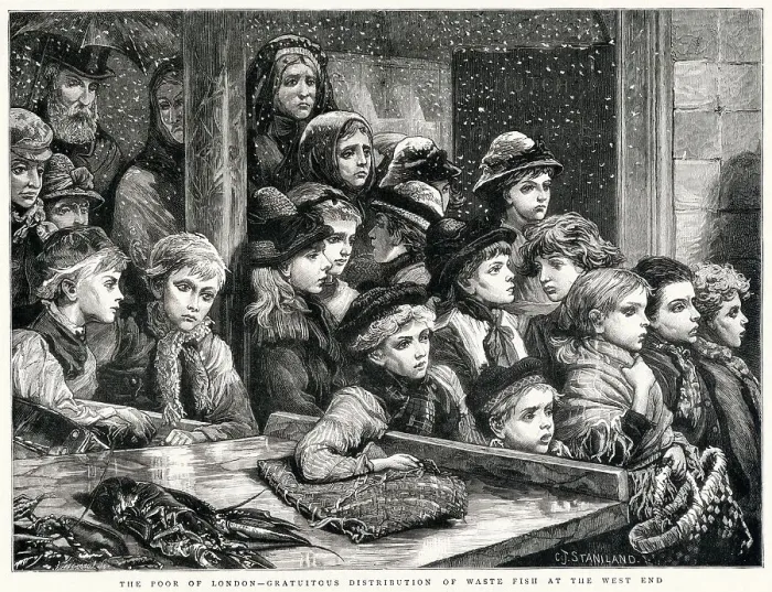 Framed Print : Gratuitous Distribution of Waste Fish, London 1882
