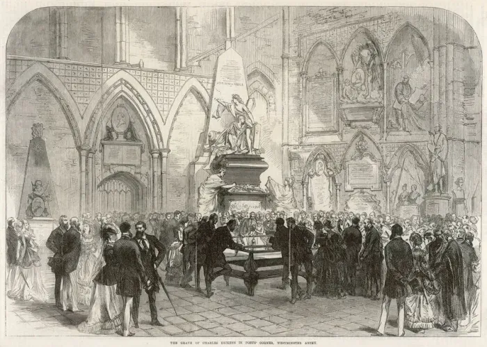 Framed Print : The Grave of Charles Dickens, Westminster Abbey, 1870 Framed Print : The Grave of Charles Dickens, Westminster Abbey, 1870