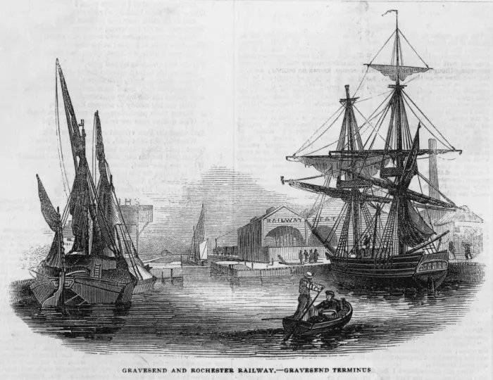 Framed Print : GRAVESEND. The terminus of the Rochester and Gravesend Railway at Gravesend, Kent
