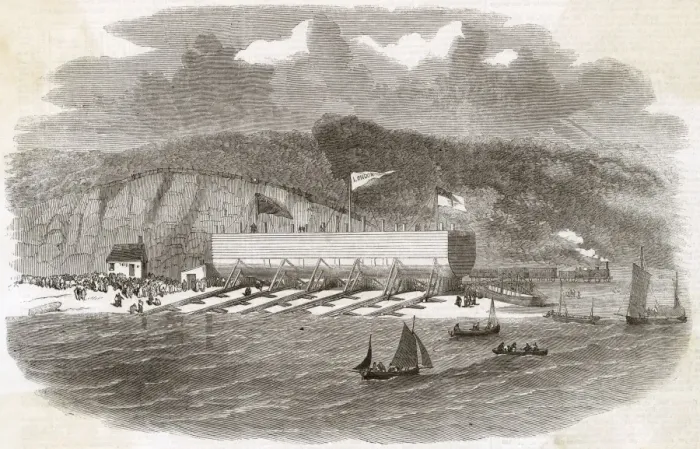 Framed Print : Great Eastern Pontoon at Milford Haven, 1857