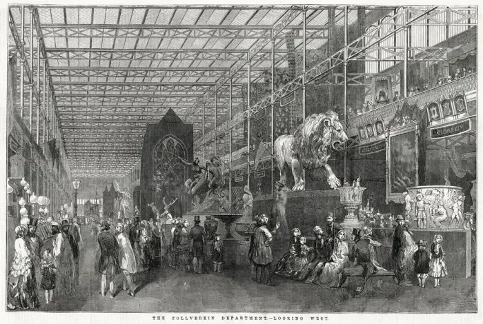 Framed Print : Great Exhibition in Hyde Park. The Zollverein department, looking west. Date: 1851