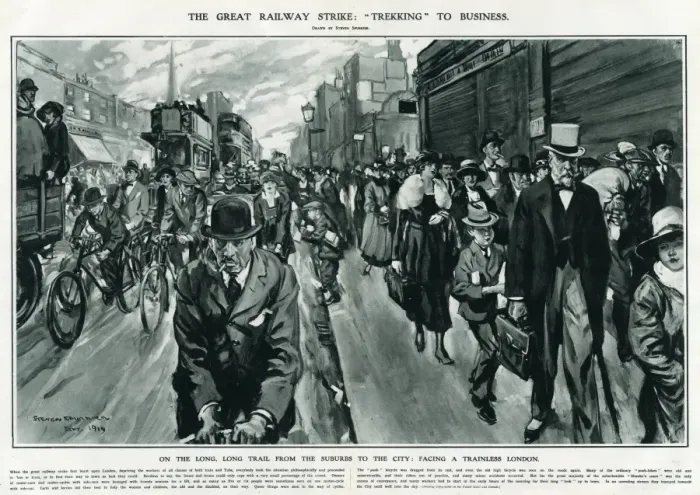 Framed Print : Great railway strike, trekking to business 1919 Framed Print : Great railway strike, trekking to business 1919