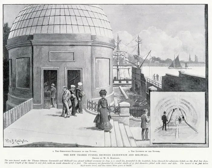 Framed Print : Greenwich entrance of the foot tunnel designed by civil engineer Sir Alexander Binniel. Date: 1902 Framed Print : Greenwich entrance of the foot tunnel designed by civil engineer Sir Alexander Binniel. Date: 1902