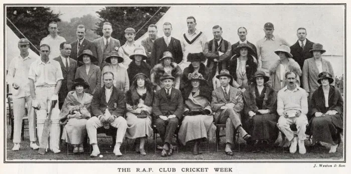 Framed Print : Group photo of players and ladies at the RAF Club Cricket Week, Eastbourne Framed Print : Group photo of players and ladies at the RAF Club Cricket Week, Eastbourne