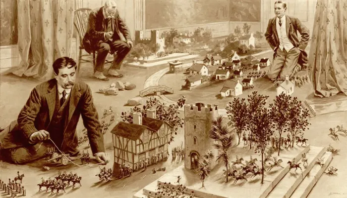 Framed Print : H. G. Wells playing Little Wars Framed Print : H. G. Wells playing Little Wars