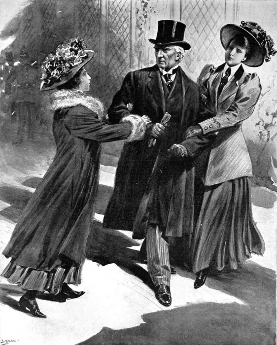Framed Print : H. H. Asquith ambushed and captured by Suffragettes, 1908 Framed Print : H. H. Asquith ambushed and captured by Suffragettes, 1908