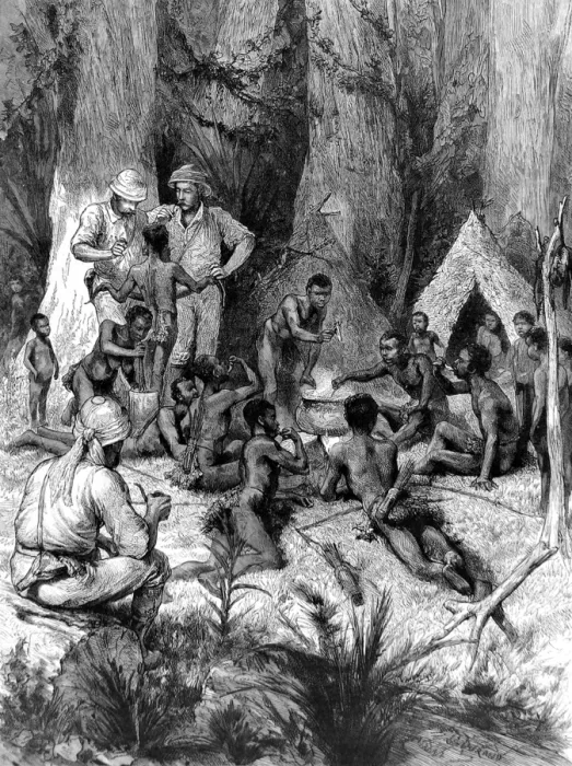 Framed Print : H. M. Stanleys meeting with Forest Pygmies, Central Africa