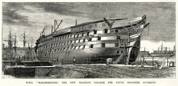 Framed Print : H. M.s Marlborough, training college for Naval Engineer Framed Print : H. M.s Marlborough, training college for Naval Engineer