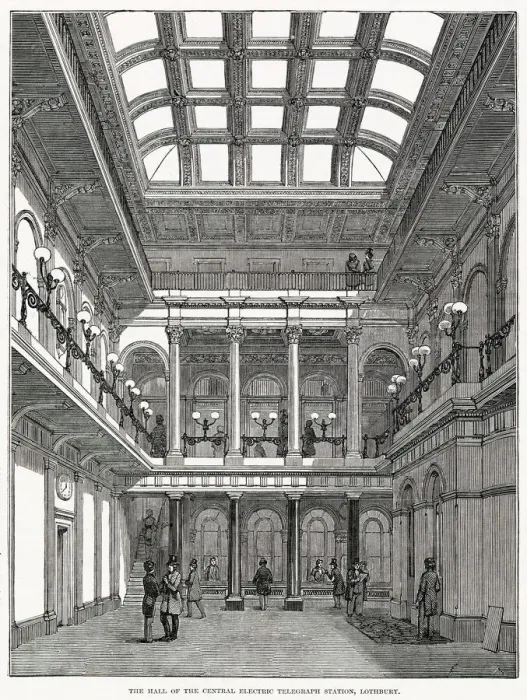 Framed Print : Hall of the Central Electric Telegraph Station, Lothbury Framed Print : Hall of the Central Electric Telegraph Station, Lothbury