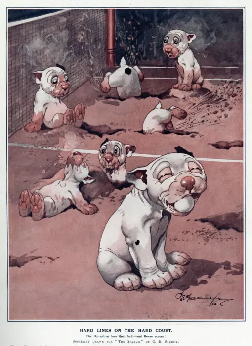 Framed Print : Hard lines on the hard court by George Studdy Framed Print : Hard lines on the hard court by George Studdy