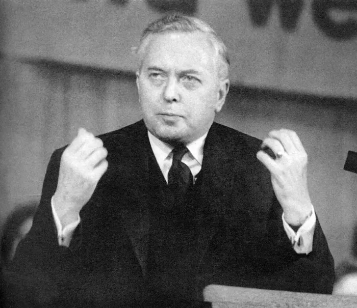 Framed Print : Harold Wilson makes speech during the general election
