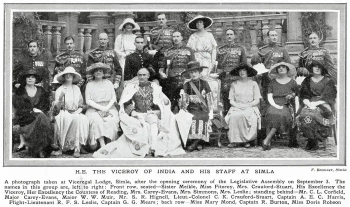 Framed Print : H.E. The Viceroy of India and his staff outside the Viceregal Lodge, Simla, India after the Opening Ceremony of the Legislative Assembly. Date: 1921 Framed Print : H.E. The Viceroy of India and his staff outside the Viceregal Lodge, Simla, India after the Opening Ceremony of the Legislative Assembly. Date: 1921