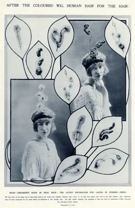 Framed Print : Headdresses made from human hair! 1914 Framed Print : Headdresses made from human hair! 1914