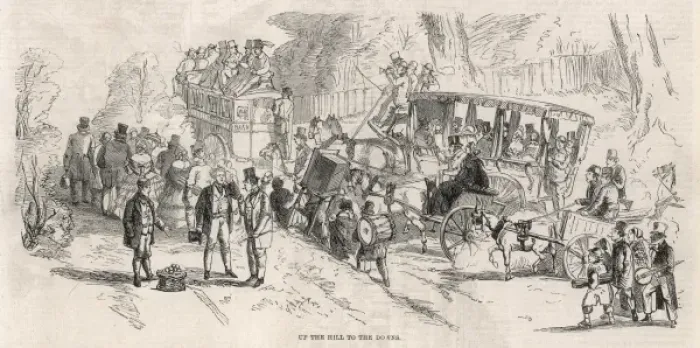 Framed Print : Heading to Epsom Downs for the Derby, 1860