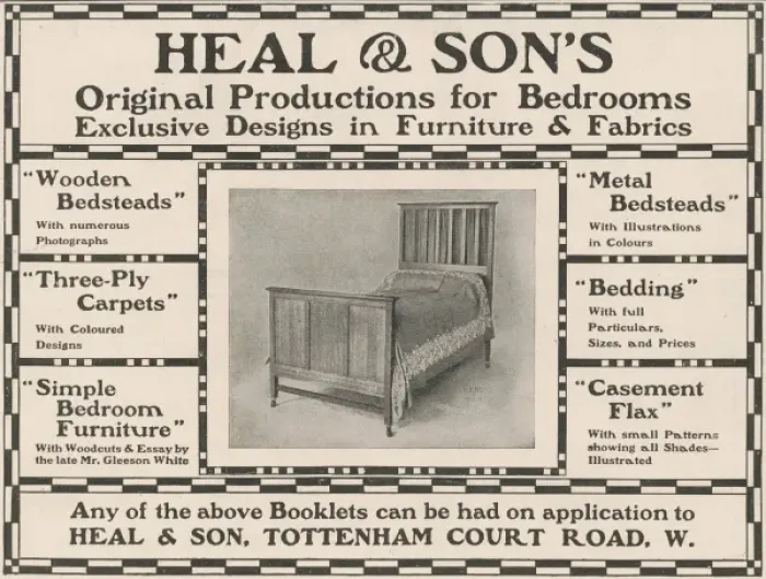 Framed Print : Heals Bed Advert