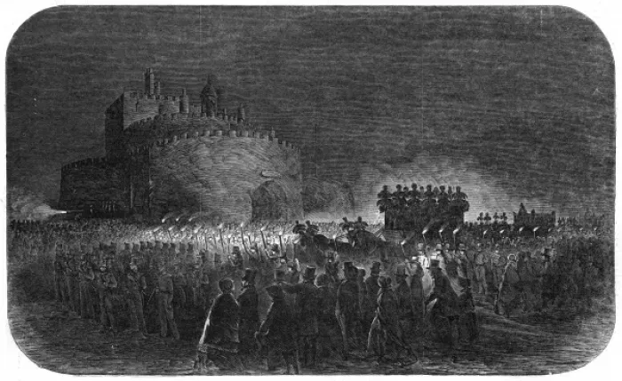 Framed Print : Hearse of Duke of Wellington passing Deal Castle