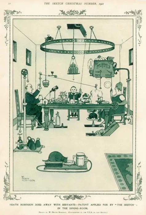 Framed Print : Heath Robinson automated Dining Room without servants 1 of 4 Framed Print : Heath Robinson automated Dining Room without servants 1 of 4