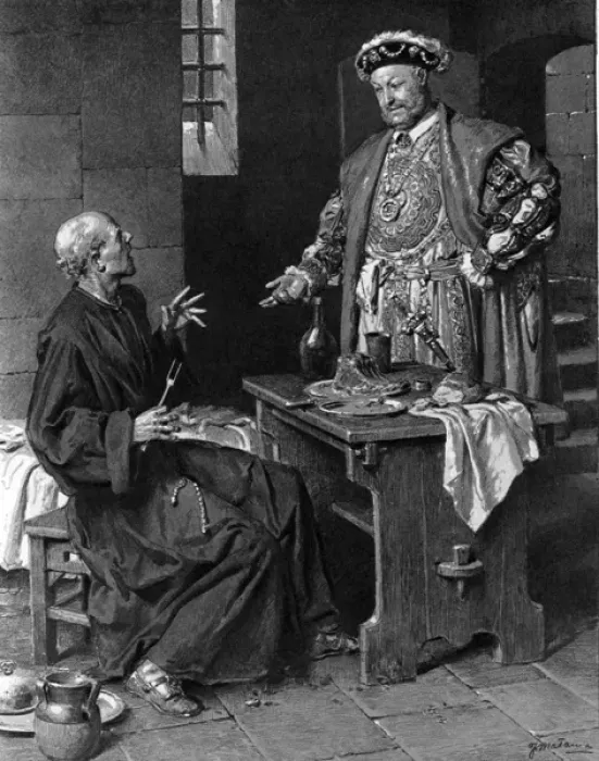 Framed Print : Henry VIII demands one hundred pounds from the Abbot Framed Print : Henry VIII demands one hundred pounds from the Abbot