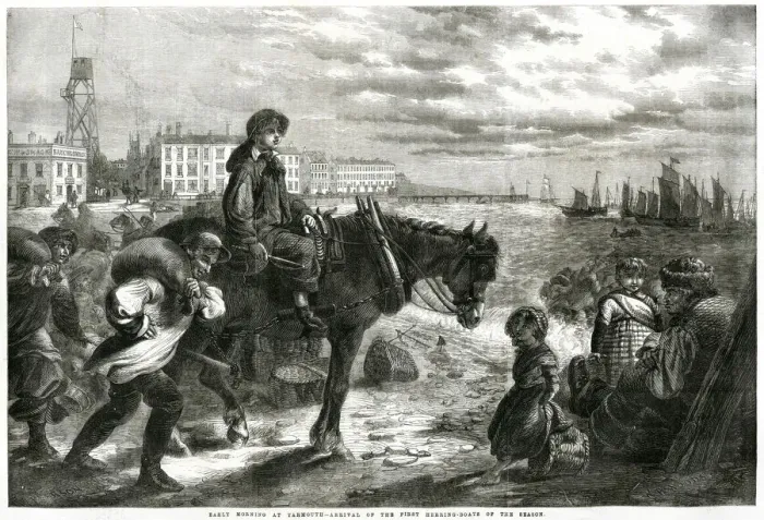 Framed Print : Herring boats in Yarmouth 1861 Framed Print : Herring boats in Yarmouth 1861